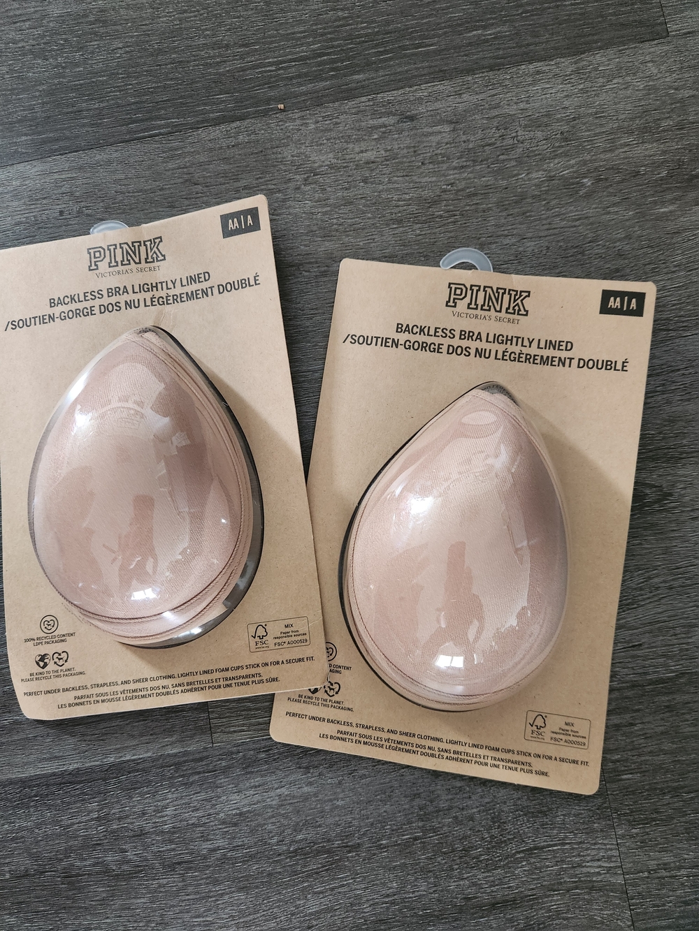 2PINK Victoria's Secret Nude Adhesive Backless Lightly Lined Bra Inserts - AA/A